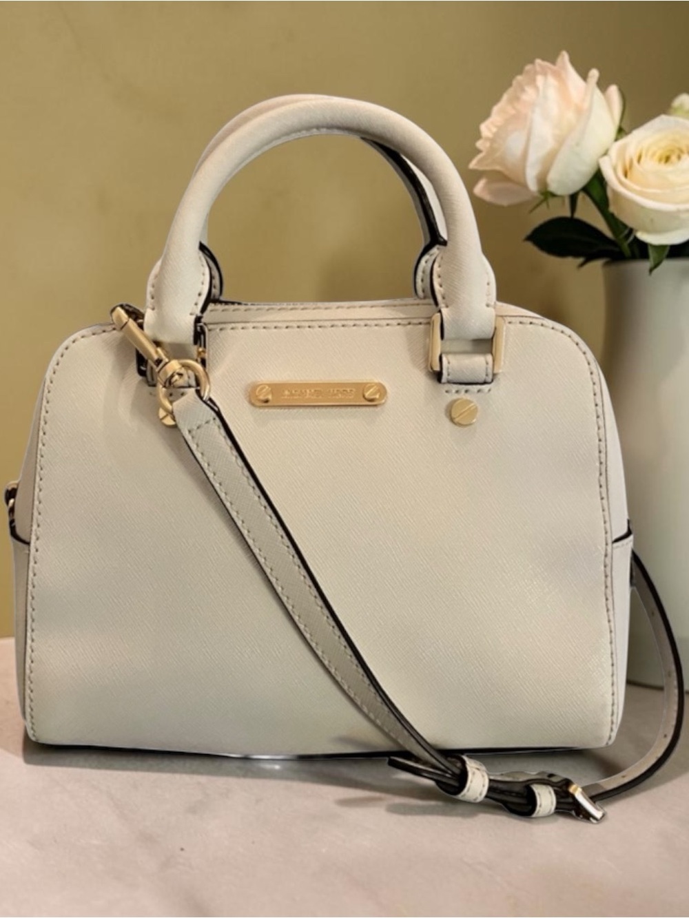 USED ONCE! LIKE NEW! MICHAEL KORS SAVANNAH SAFFIANO LEATHER SATCHEL/CROSSBODY